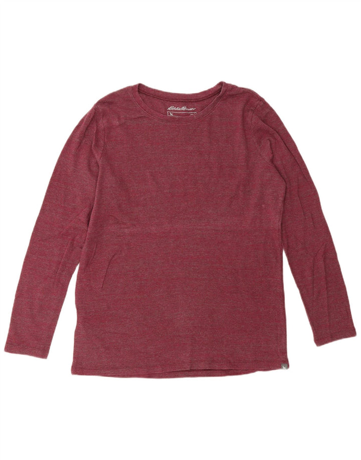 Eddie Bauer Dame Top Langærmet UK 14 Large Bourgogne Bomuld
