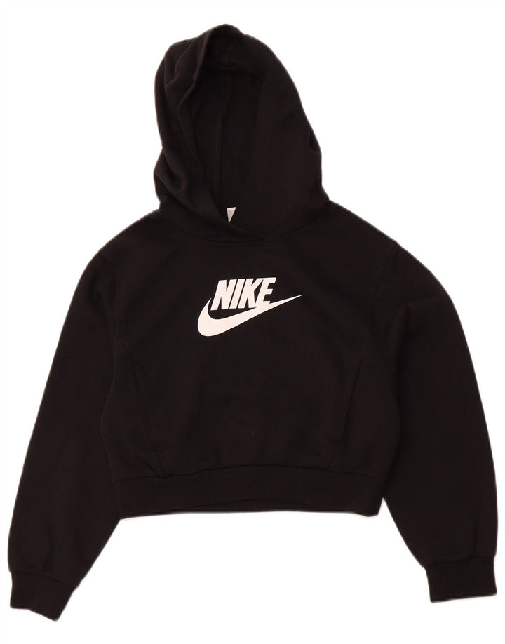 NIKE Piger Crop Graphic Hoodie Jumper 10-11 år Medium Sort Bomuld