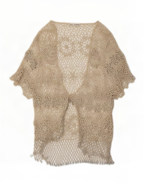 Marks & Spencer hæklet cardigantop til kvinder DK 12 Medium Beige Floral