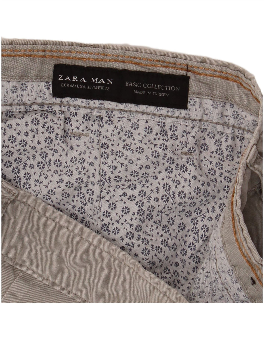 Zara Herre Chino Shorts EU 42 Large W32 Grå