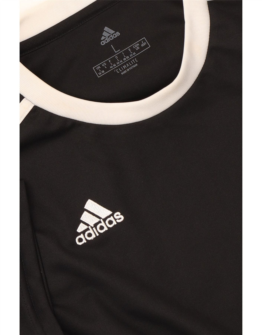 ADIDAS Womens Climalite T-Shirt Top UK 16/18 Large Black Polyester Vintage Adidas and Second-Hand Adidas from Messina Hembry 