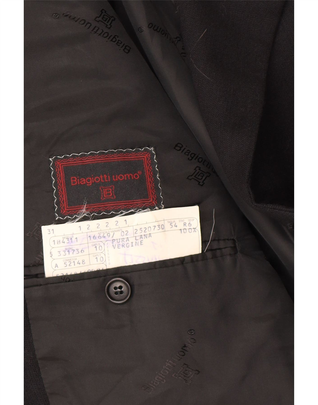 BIAGIOTTI Herre 4-knaps blazerjakke IT 54 2XL Sort Uld