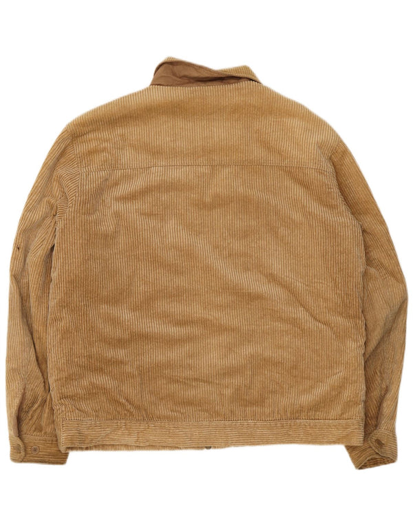 Zara Herre Sherpa Corduroy-jakke UK 42 XL Beige Bomuld