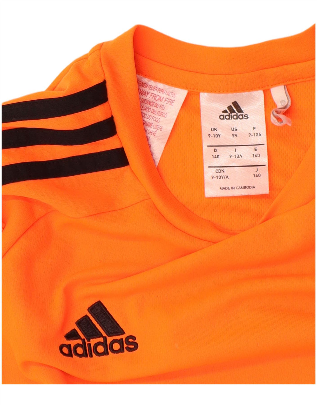 ADIDAS Boys Climalite T-Shirt Top 9-10 år Orange Colourblock Polyester