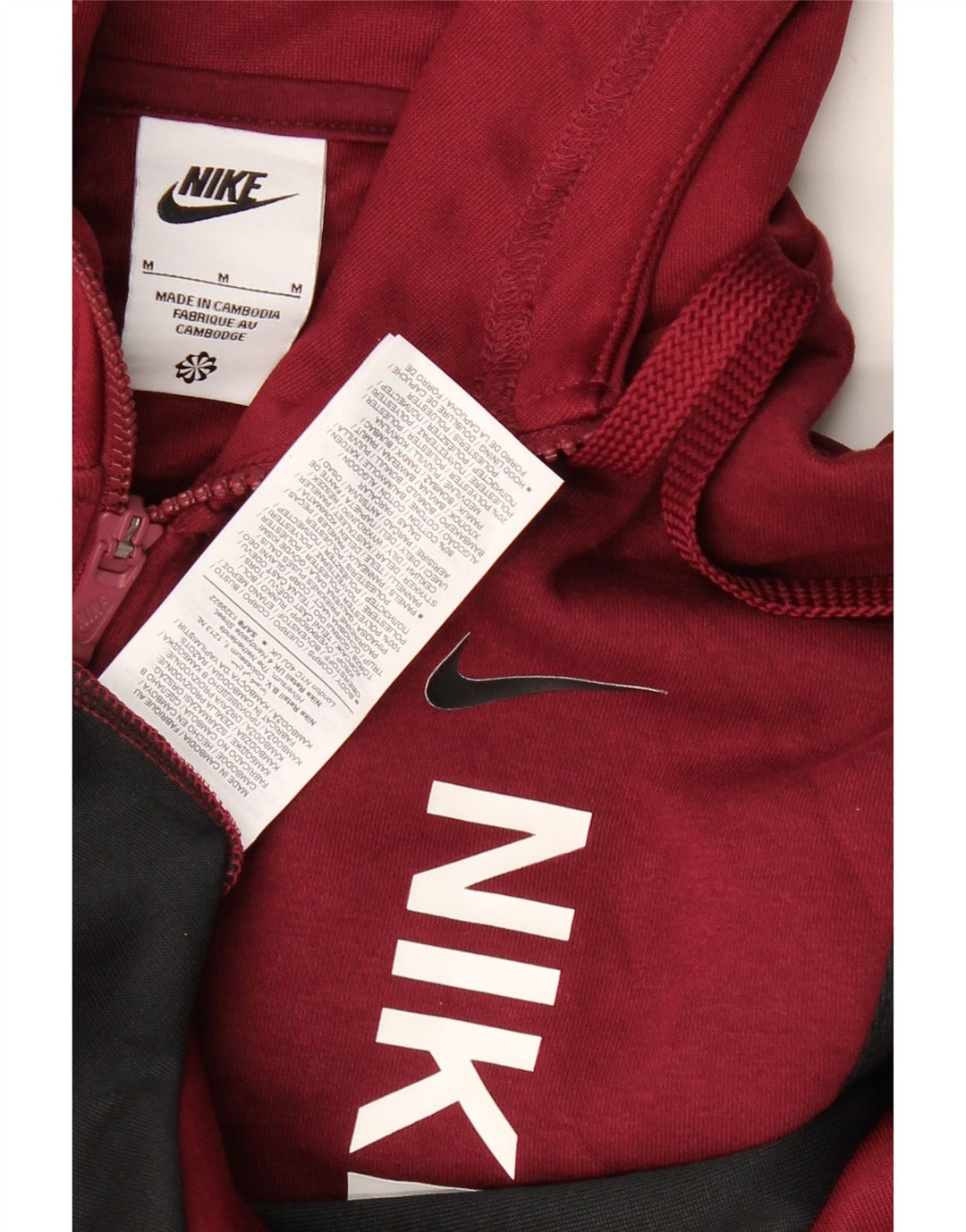 NIKE Grafisk hættetrøje med lynlås til mænd Medium Burgundy Colourblock Polyester