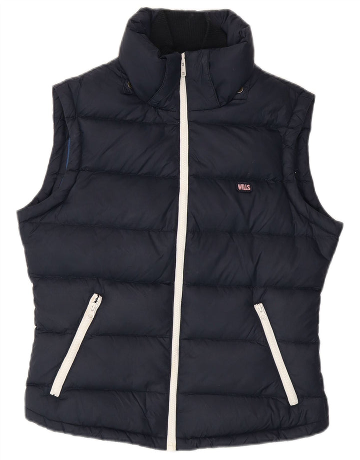 JACK WILLS Dame Oversized Polstret Gilet UK 10 Small Navy Blue Nylon