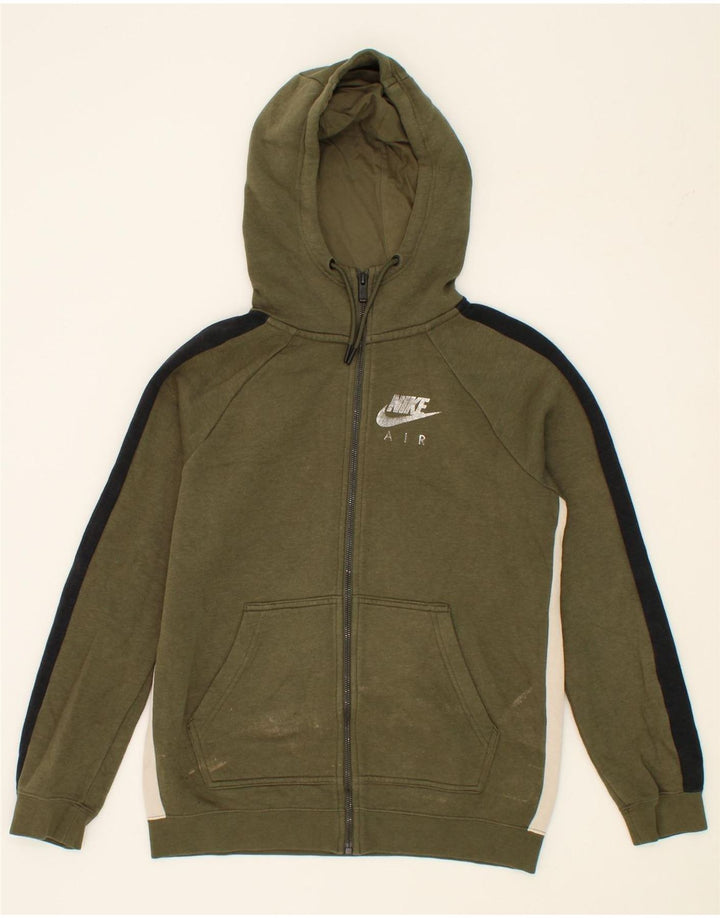 NIKE Mens Zip Hoodie Sweater Small Khaki Colourblock Cotton Vintage Nike and Second-Hand Nike from Messina Hembry 