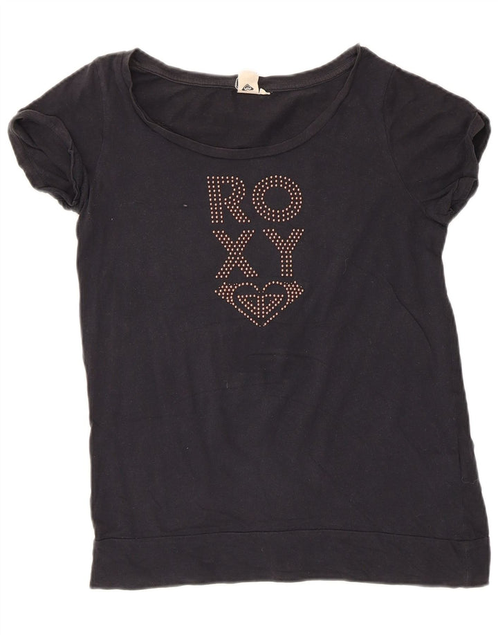 Roxy Grafisk T-Shirt Top UK 12 Medium Sort