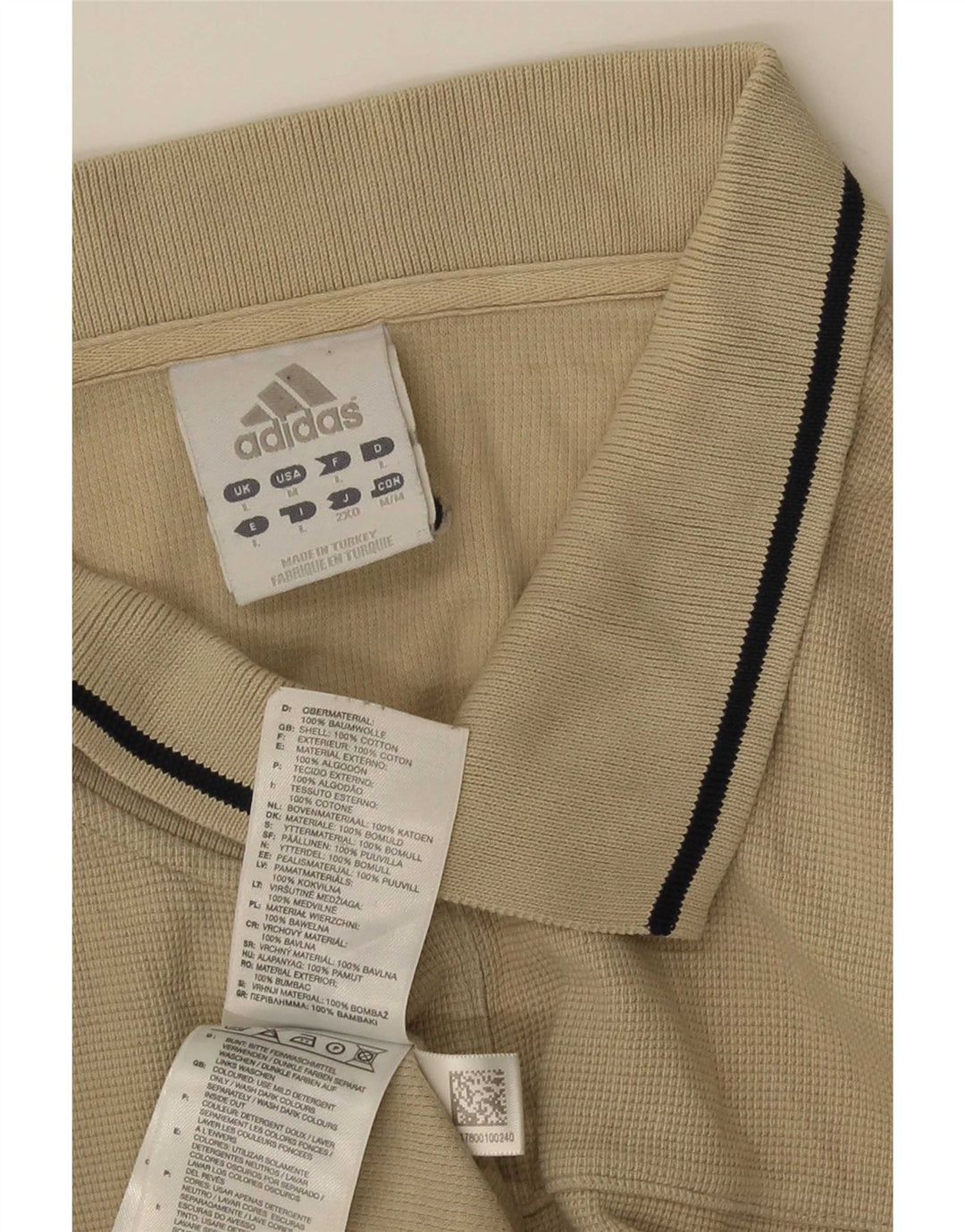 Adidas Polo Shirt til mænd, stor beige stribet bomuld