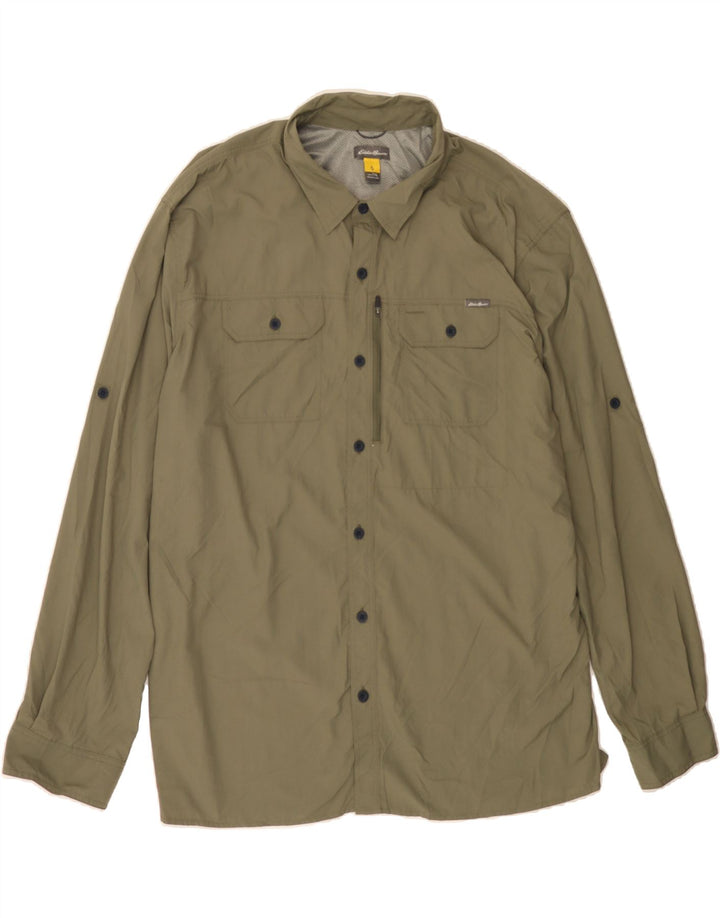 EDDIE BAUER Mens Shirt 2XL Khaki Nylon Vintage Eddie Bauer and Second-Hand Eddie Bauer from Messina Hembry 