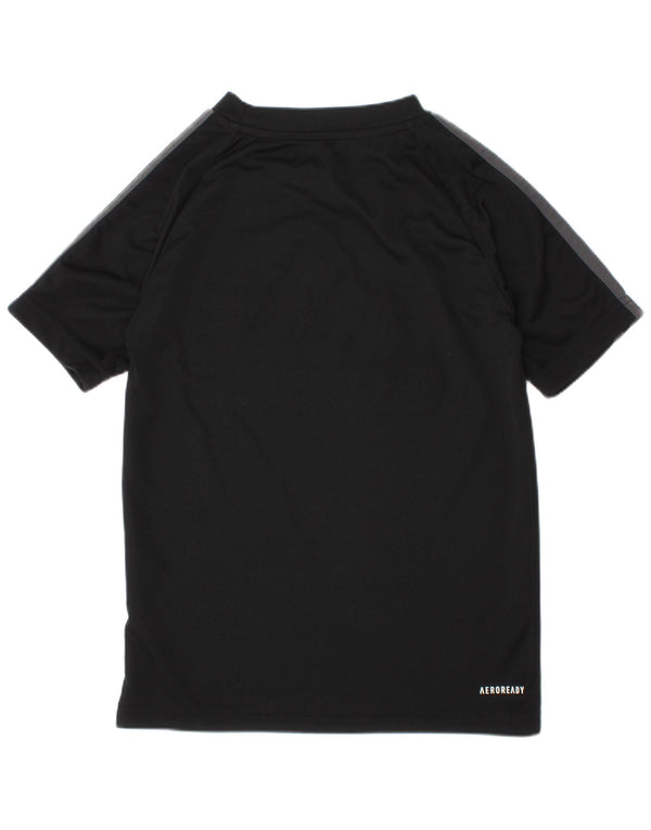 Adidas Boys Aeroready Graphic T-Shirt Top 7-8 år Sort Polyester
