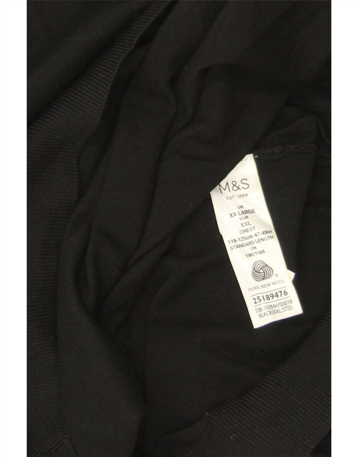 Marks & Spencer Herre V-hals sweater 2XL Sort Merinould