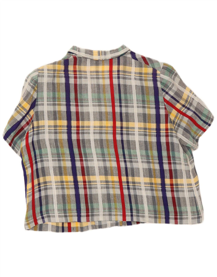 Vintage kortærmet skjorte til kvinder UK 18 XL flerfarvet ternet