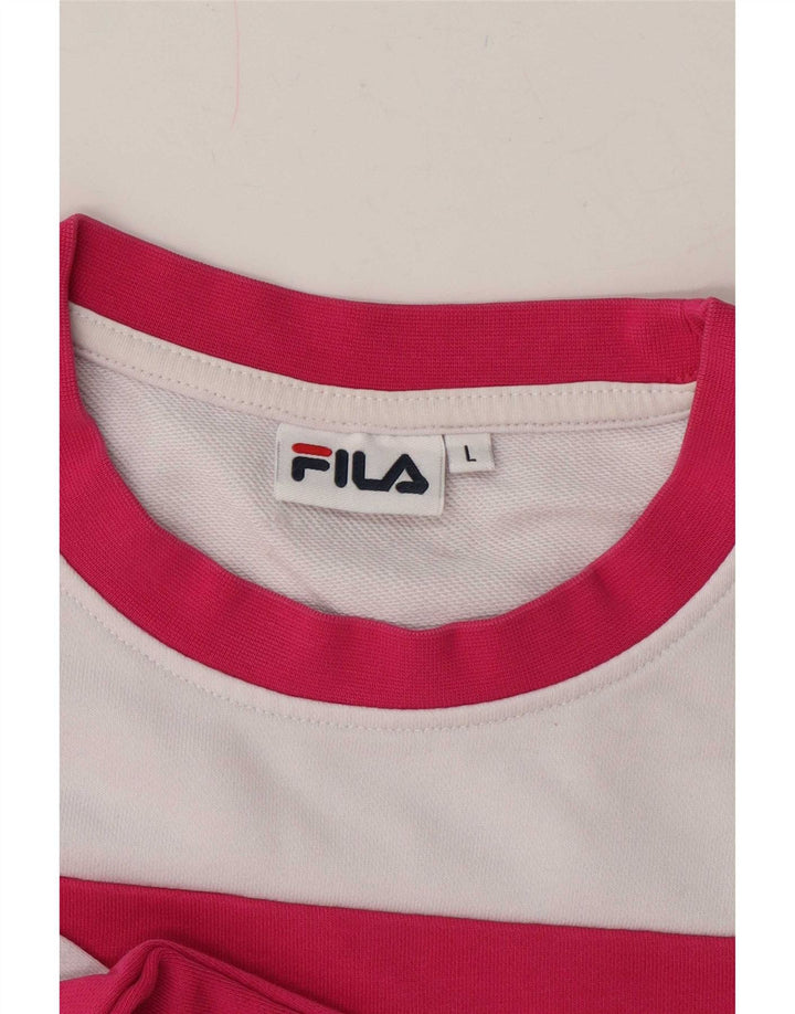 Fila Womens Oversized Crop Sweatshirt Jumper UK 16 Large White Colourblock