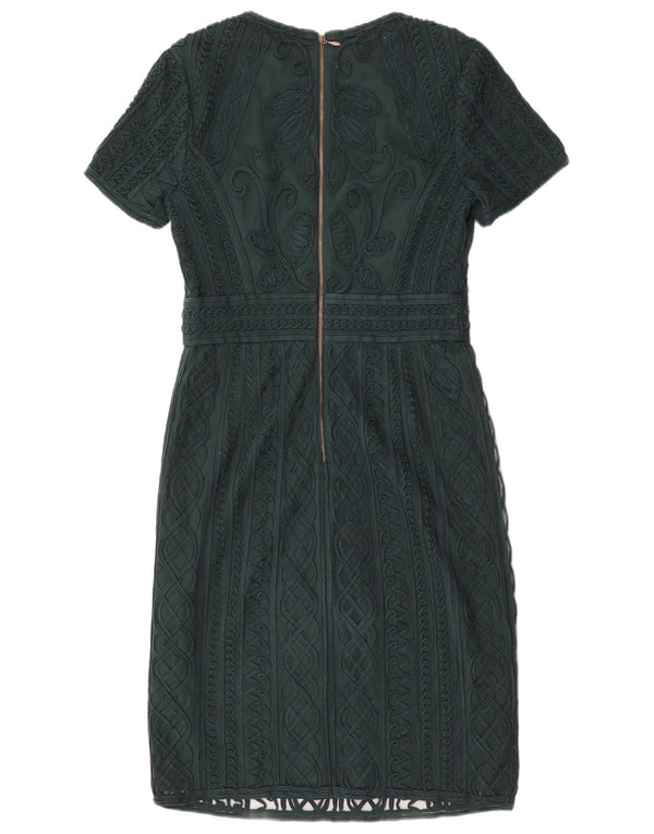 Phase Eight Womens Lace Sheath Dress UK 10 Small Green Floral Polyester