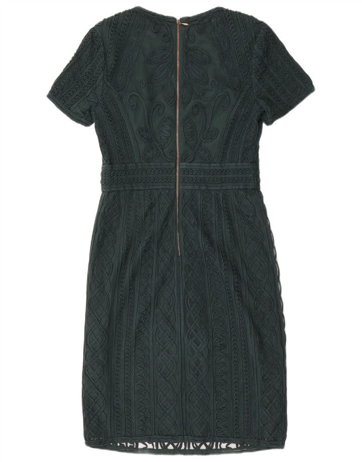 Phase Eight Womens Lace Sheath Dress UK 10 Small Green Floral Polyester