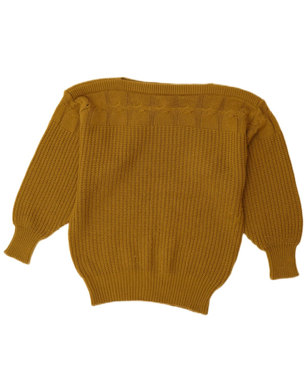 MONDI Womens Oversized Boat Neck Jumper Sweater EU 36 Small Khaki Wool