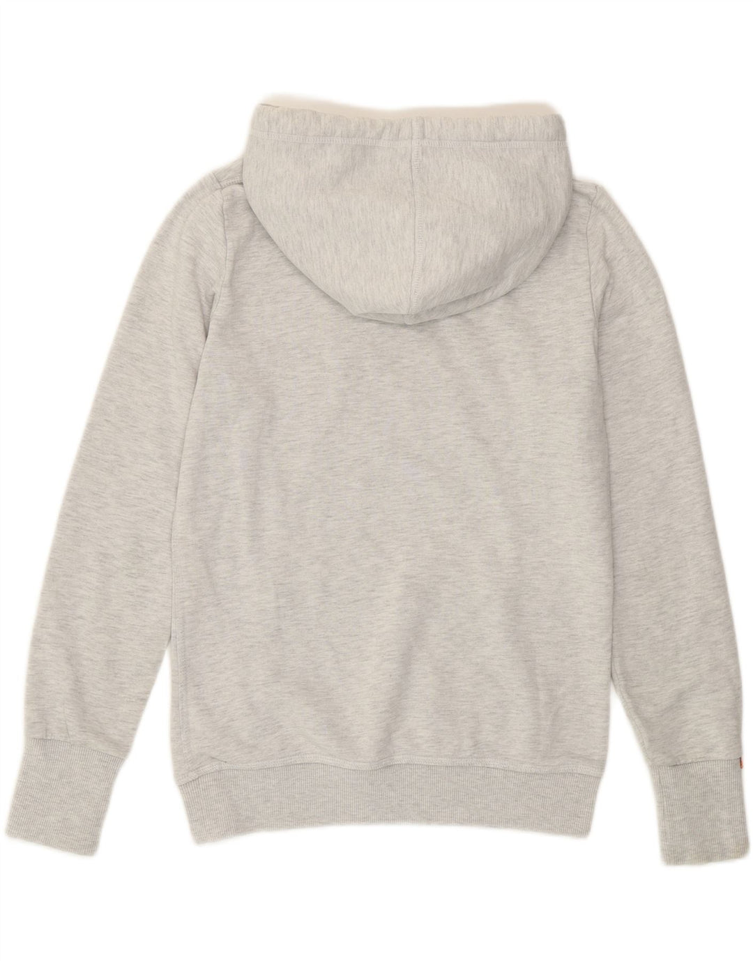 SUPERDRY Womens Graphic Hoodie Jumper UK 14 Medium Grey Flecked Cotton Vintage Superdry and Second-Hand Superdry from Messina Hembry 