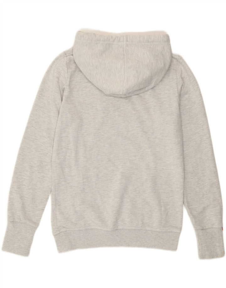 SUPERDRY Womens Graphic Hoodie Jumper UK 14 Medium Grey Flecked Cotton Vintage Superdry and Second-Hand Superdry from Messina Hembry 