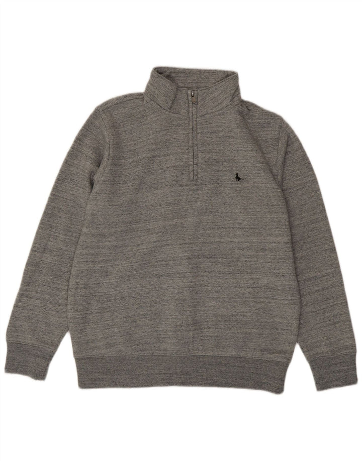 JACK WILLS Herre Classic Fit Zip Neck Sweatshirt Jumper Large Grå Flecked