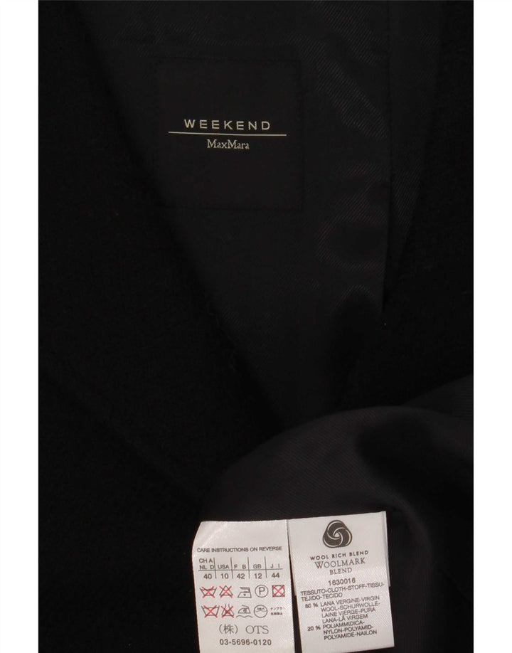 Max Mara Dame Weekend Overfrakke UK 12 Medium Sort Uld