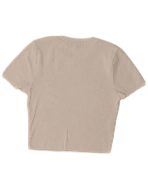 Zara Womens Crop T-Shirt Top UK 12 Medium White
