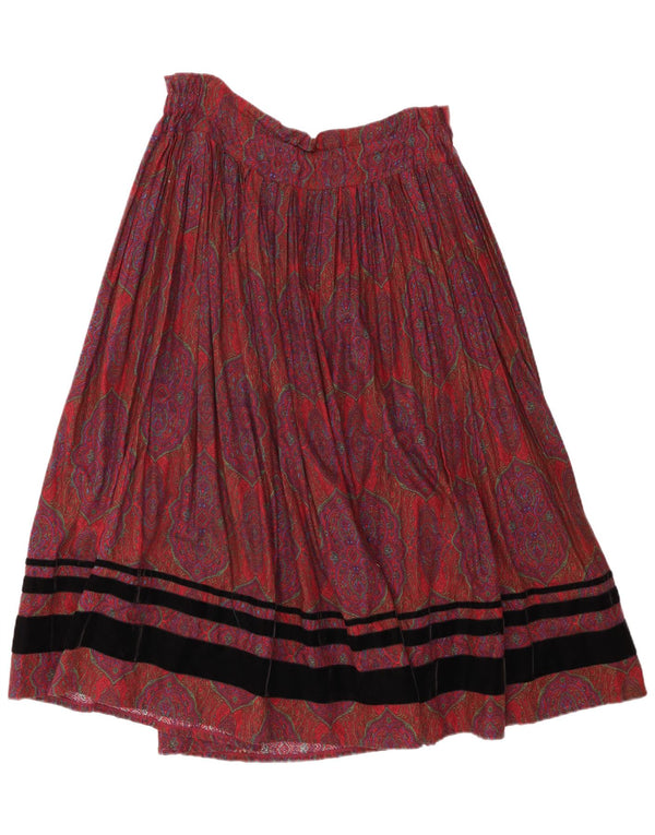 Emmanuel Schwili Dame Flared Skirt IT 44 Medium W38 Burgundy Paisley