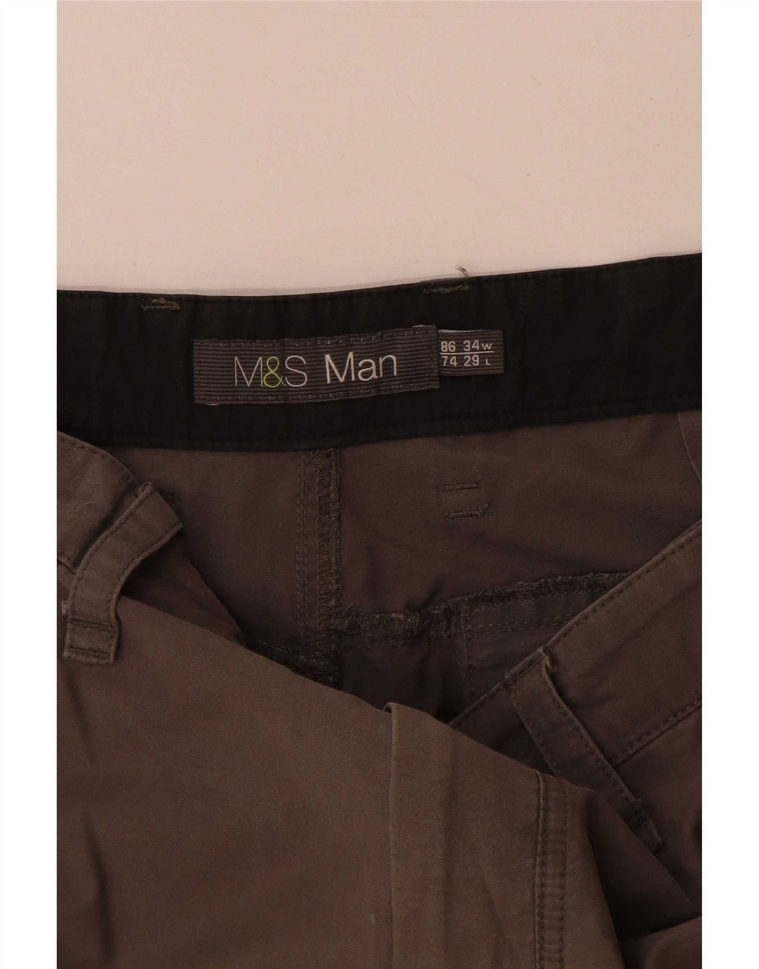Marks & Spencer Mens Joggers Cargo Trousers W34 L29 Grey Cotton