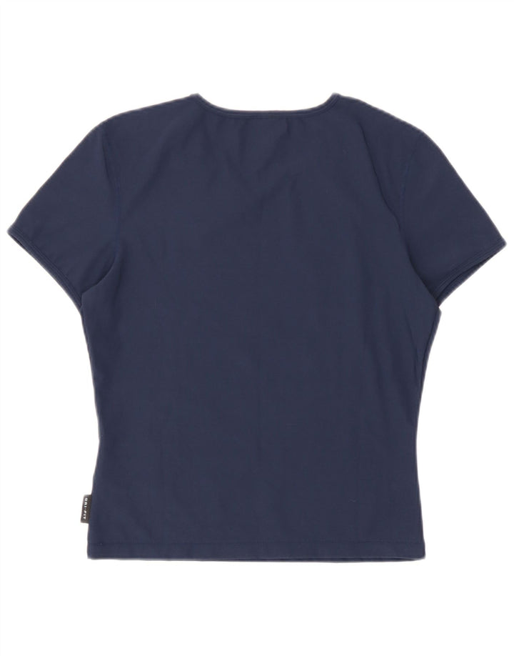 Nike Dame Dri Fit T-Shirt Top UK 10/12 Medium Navy Blue Polyester