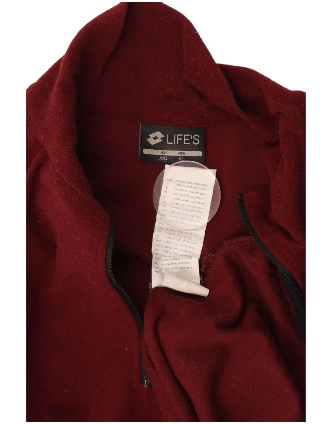 LOTTO Fleecetrøje med lynlås til mænd 2XL Burgundy Polyester