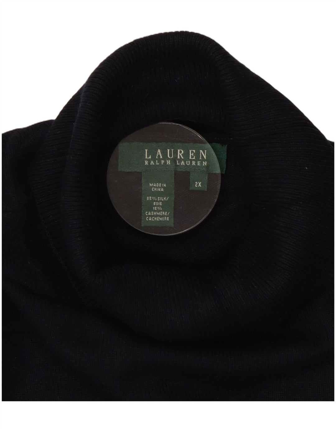 RALPH LAUREN Dame Rullehals sweater UK 20 2XL Navy Blue Silk