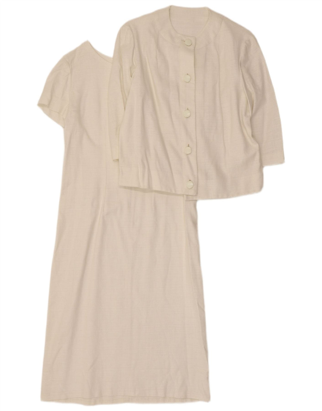 Vintage kvinders 3/4 ærmer 5 knap 2 stykke sæt UK 14 Medium White
