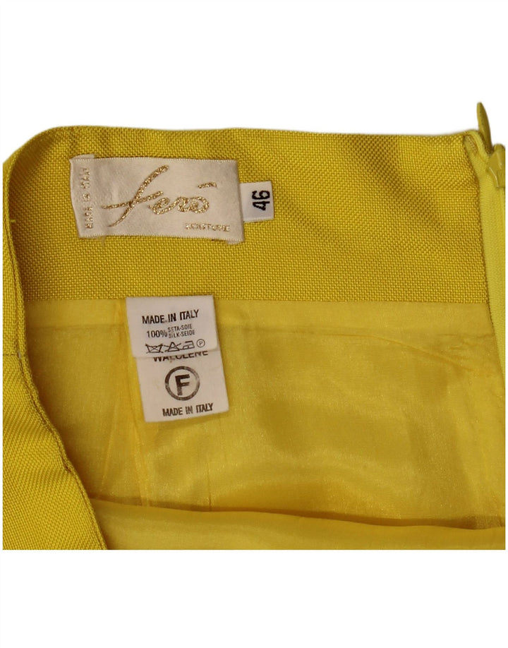 Vintage kvinders 4 knap 2 stykke nederdel sæt IT 46 Large W32 gul silke