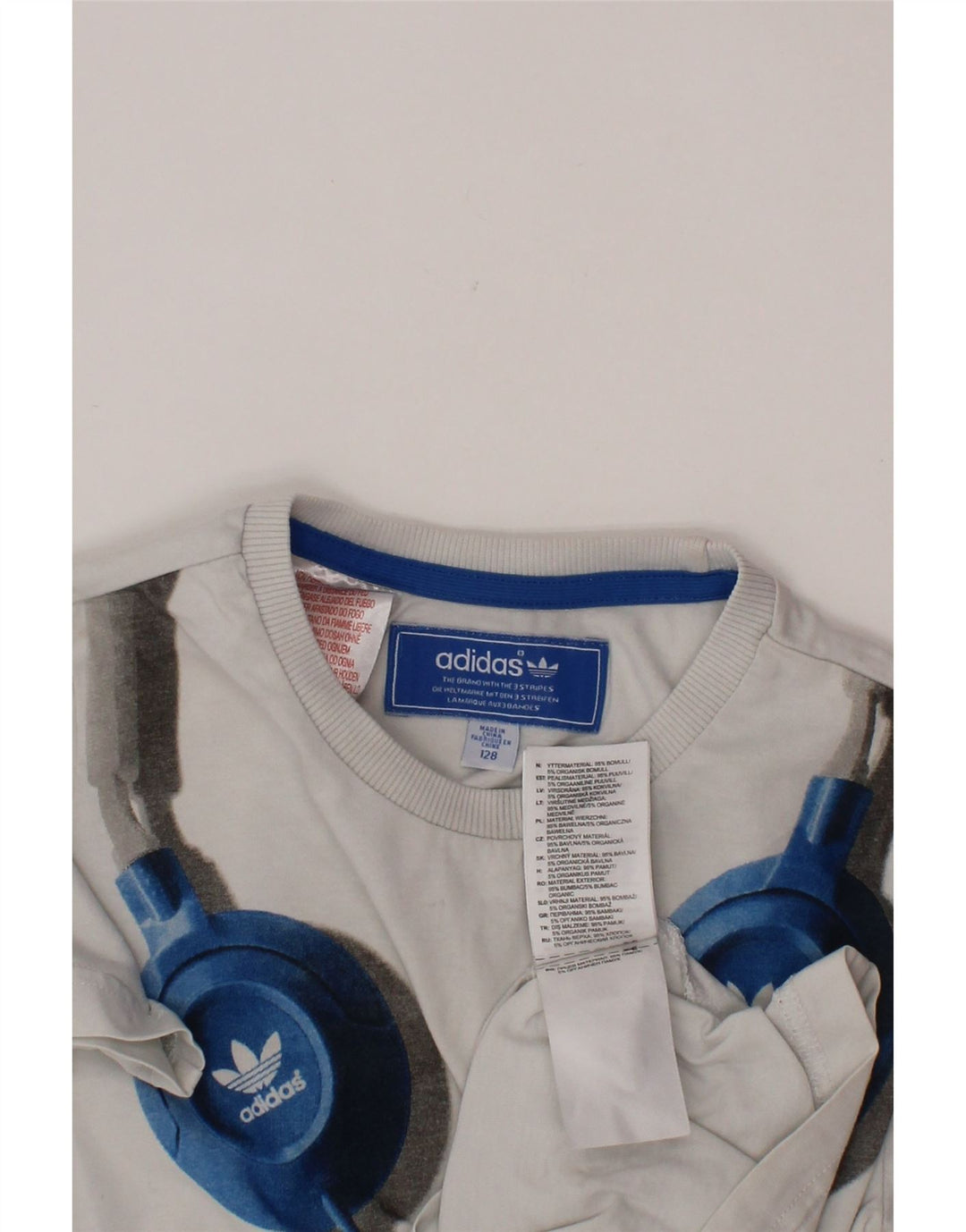 ADIDAS drenge grafisk t-shirt top 7-8 år hvid bomuld