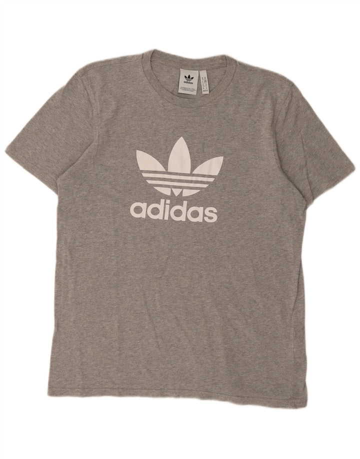 ADIDAS Mens Graphic T-Shirt Top Medium Grey Cotton
