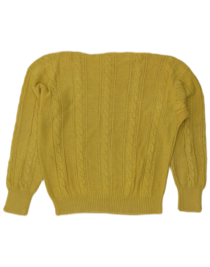 VINTAGE Dame Boat Neck Jumper Sweater UK 14 Medium Yellow