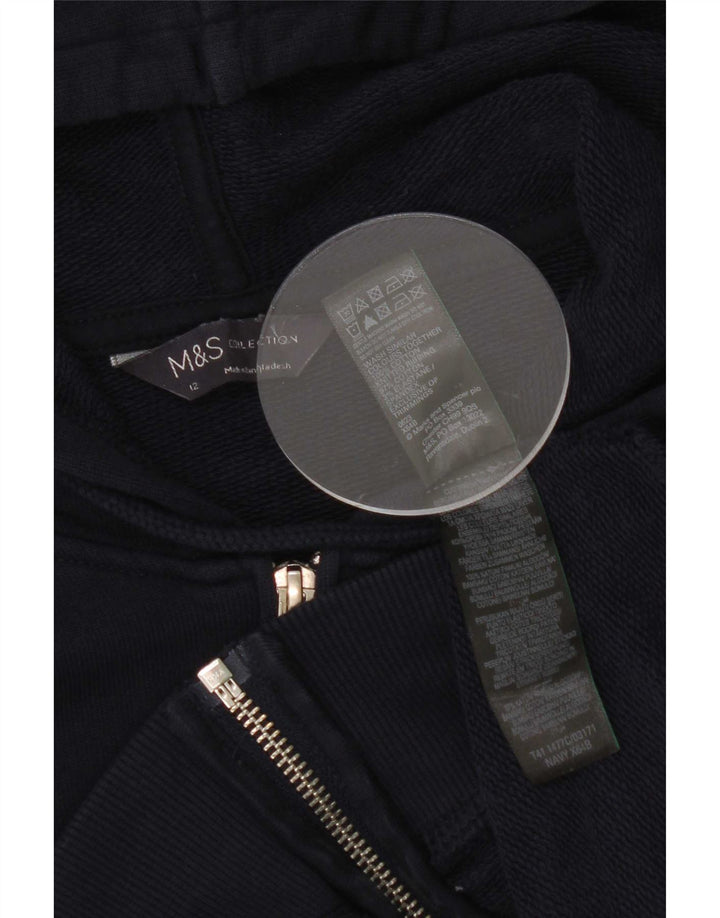 Marks & Spencer Dame Hættetrøje Sweater UK 12 Mellem marineblå bomuld