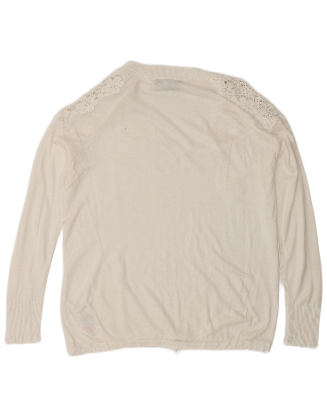 Marks & Spencer Dame V-hals sweater UK 14 Medium White Floral