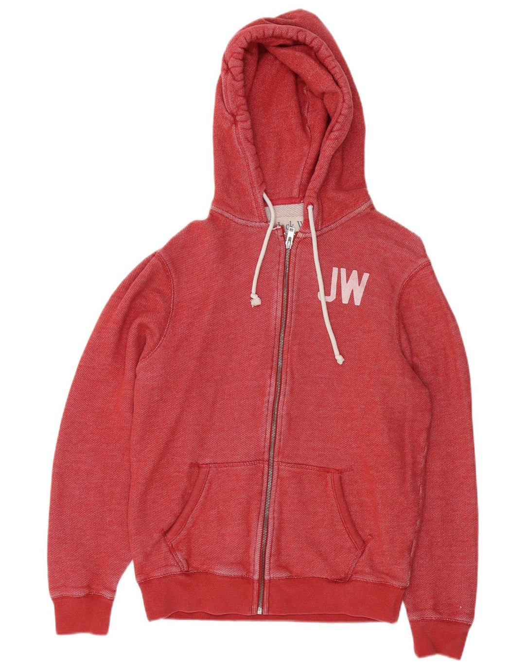 JACK WILLS Herre grafisk hættetrøje med lynlås Medium rød bomuld