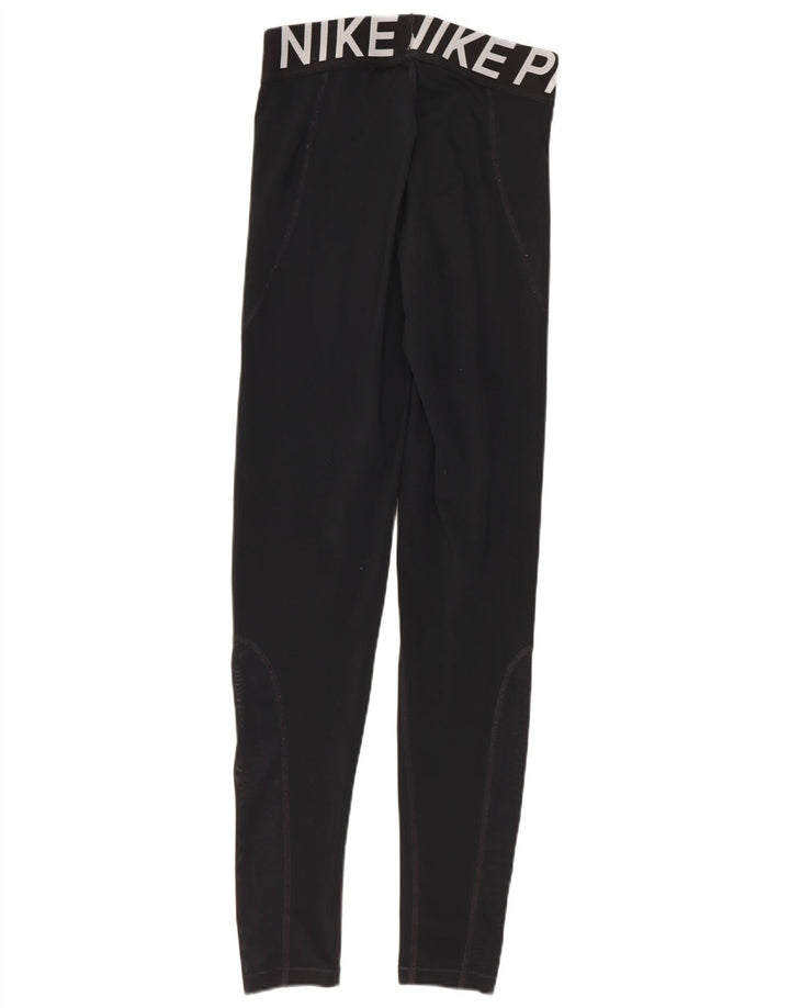 Nike Dame Grafiske Leggings UK 8 Small Black Polyester