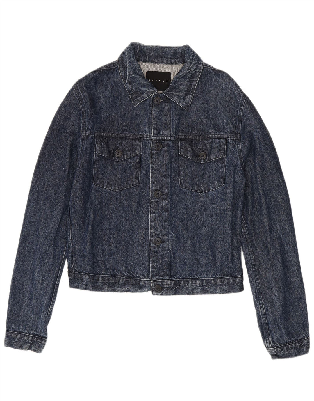 Sisley Dame denimjakke UK 14 Medium Navyblå Bomuld
