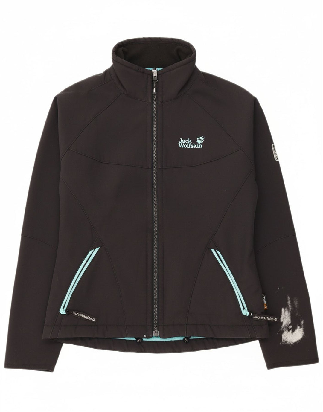 JACK WOLFSKIN Womens Graphic Windbreaker Jacket UK 10 Small Grey Polyester