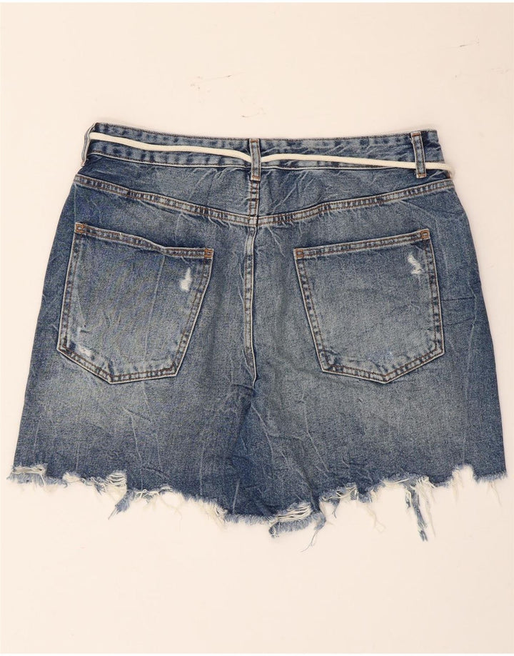 Zara Womens Distressed Denim Shorts EU 42 Large W32 Blue Cotton