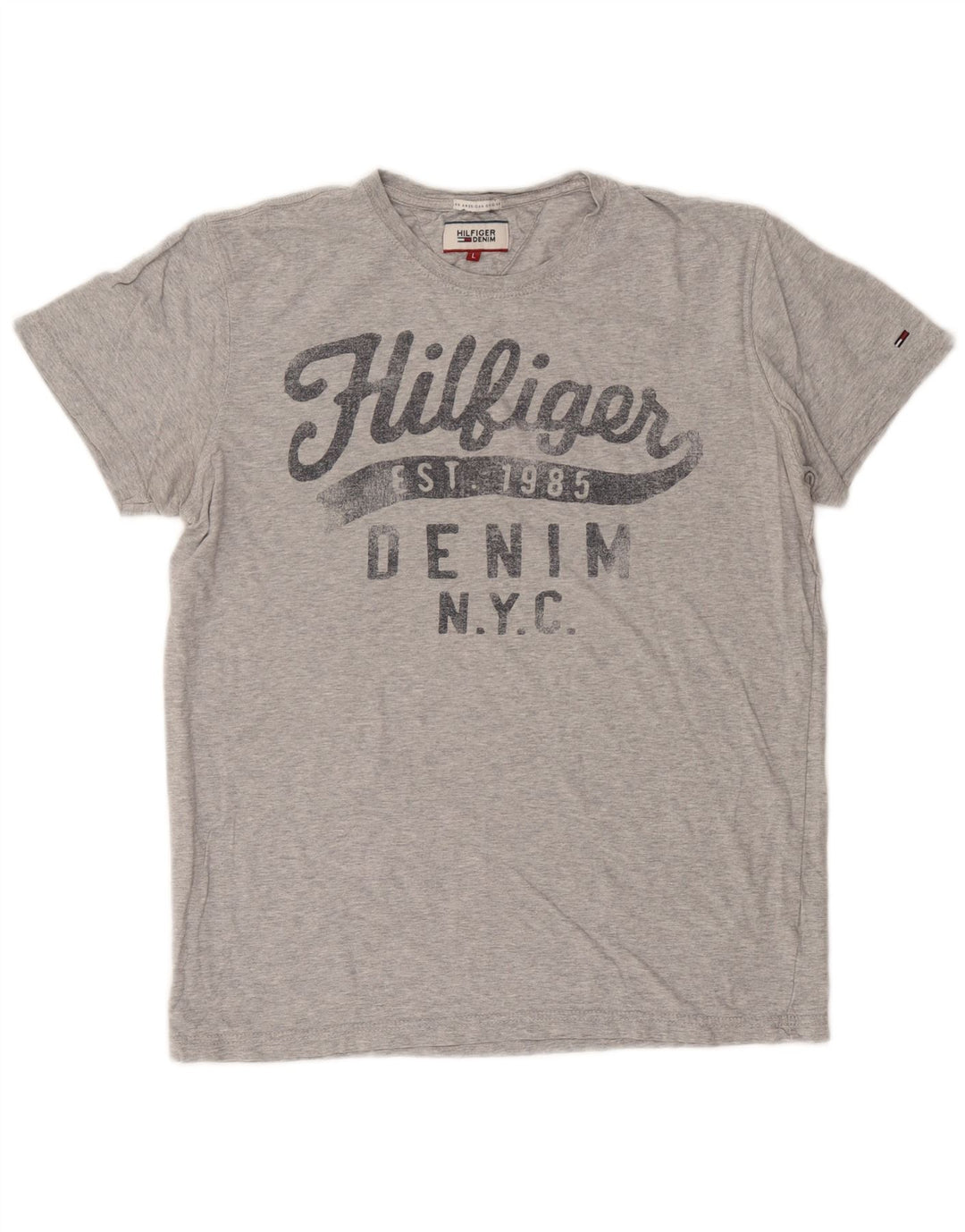 Tommy Hilfiger Herre Grafisk T-Shirt Top Stor Grå Flecked Bomuld