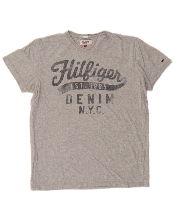 Tommy Hilfiger Herre Grafisk T-Shirt Top Stor Grå Flecked Bomuld
