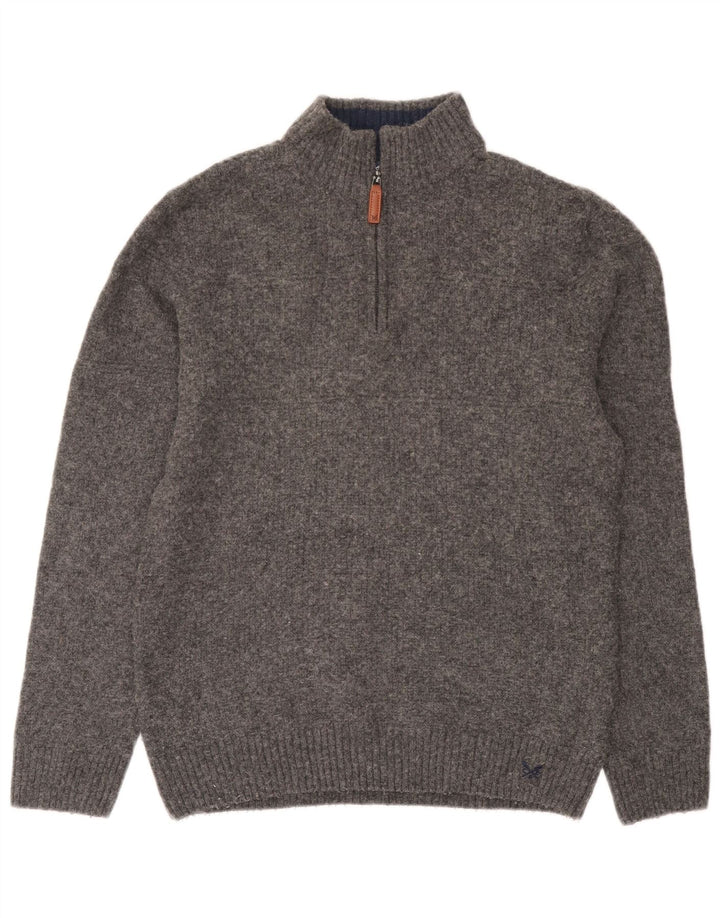 Crew Tøj Herre Zip Neck Jumper Sweater XL Grå Uld