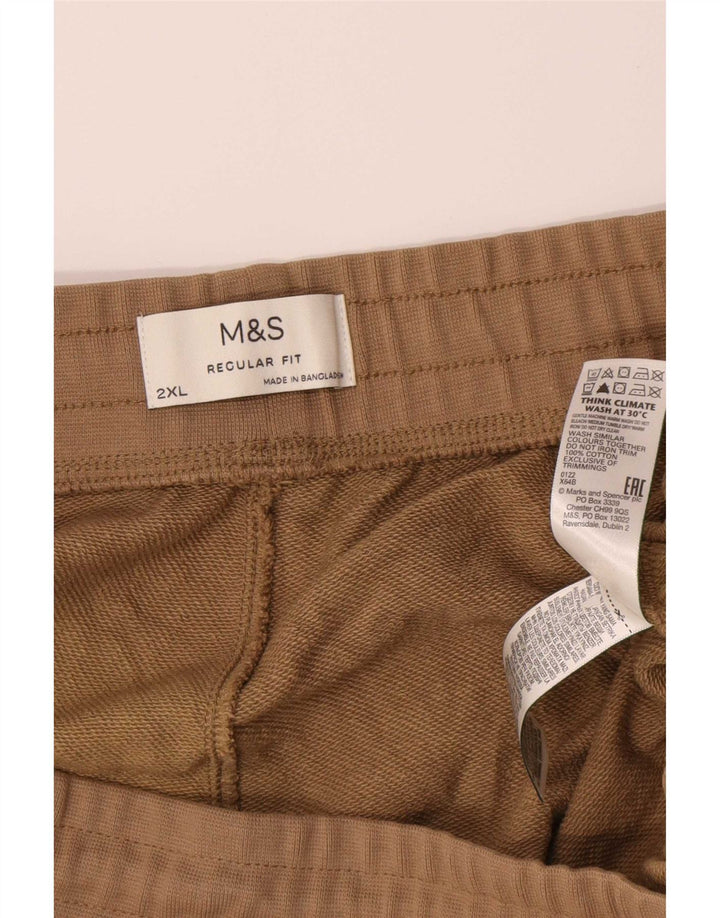Marks & Spencer Herre Regular Fit Sportshorts 2XL Beige Bomuld