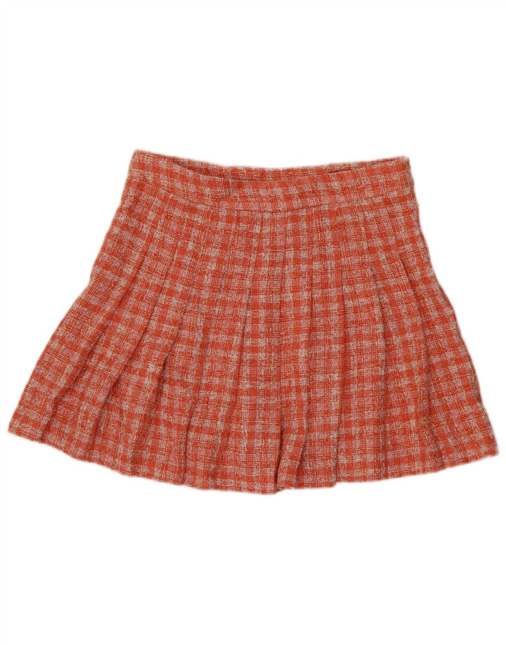 Zara Dame Mini Plisseret Nederdel Medium W28 Orange Ternet polyester