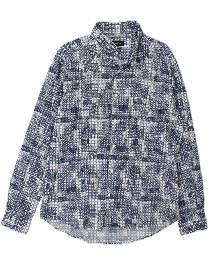 MASSIMO DUTTI Mens Abstract Shirt XL Blue Cotton Vintage Massimo Dutti and Second-Hand Massimo Dutti from Messina Hembry 