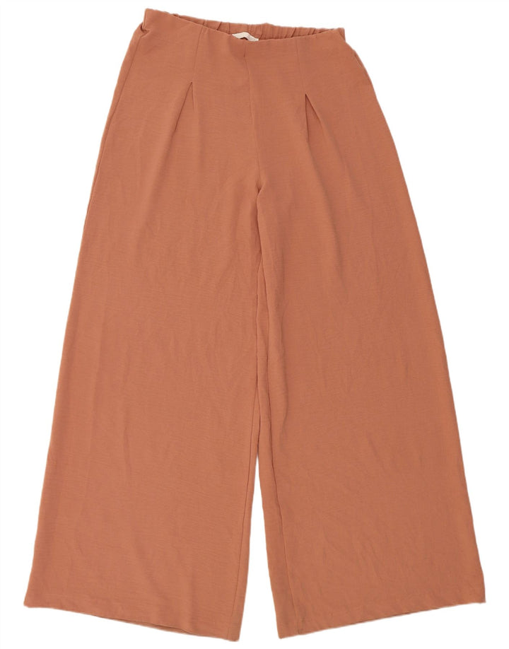 Zara kvinders brede ben Casual bukser store W32 L32 brun polyester